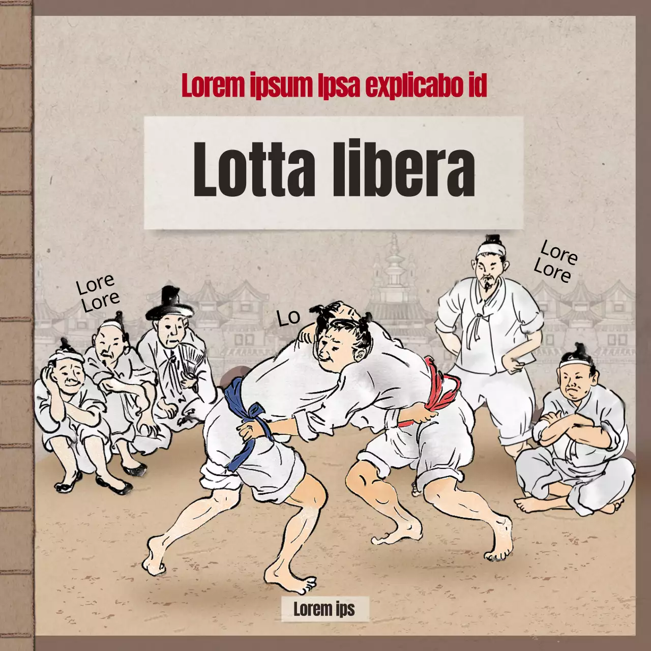 Design classico con sfondo marrone e tradizionale di un libro Design classico con sfondo marrone e tradizionale di un libro Usanze del Capodanno cinese Wrestling Card News