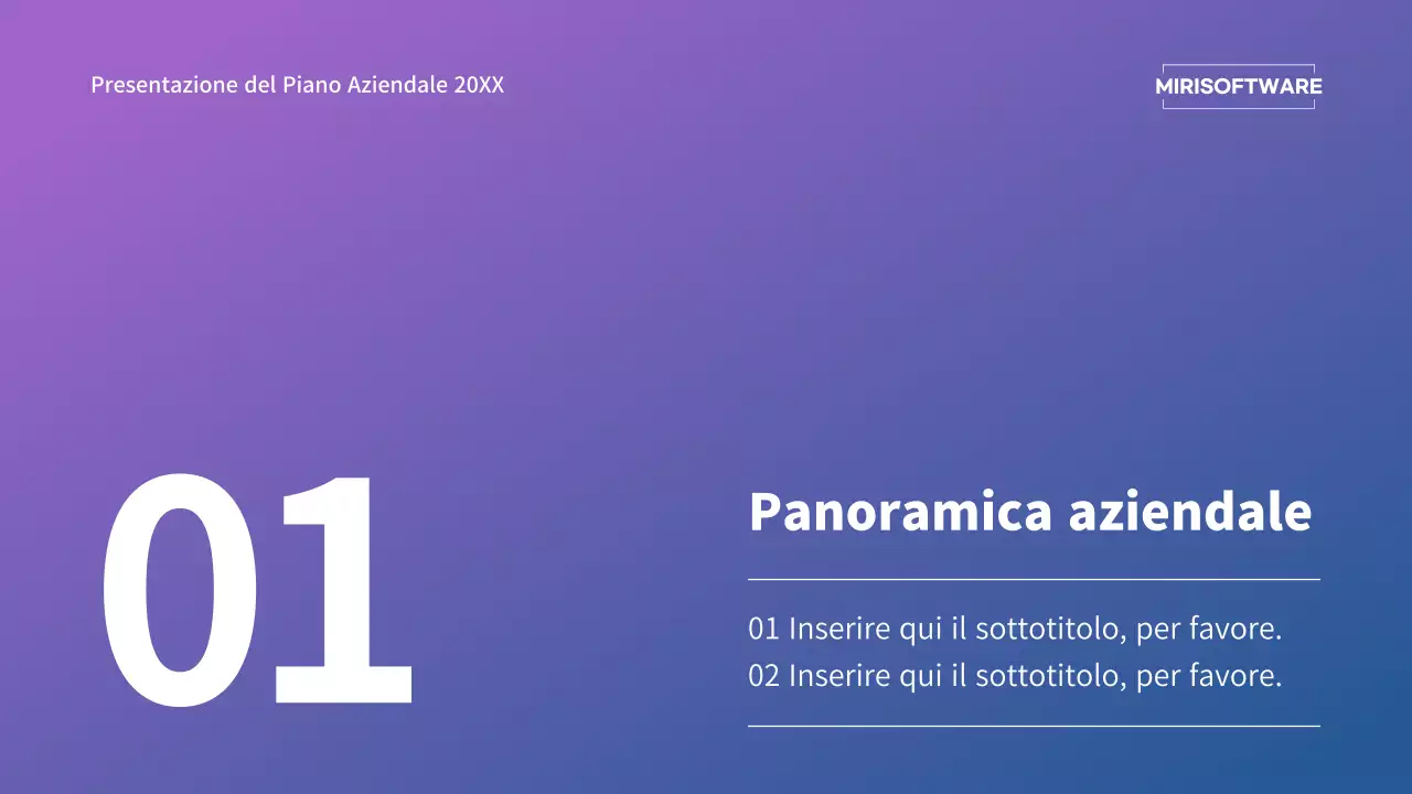 Presentazione di un piano aziendale con un concetto di sfumatura viola e blu