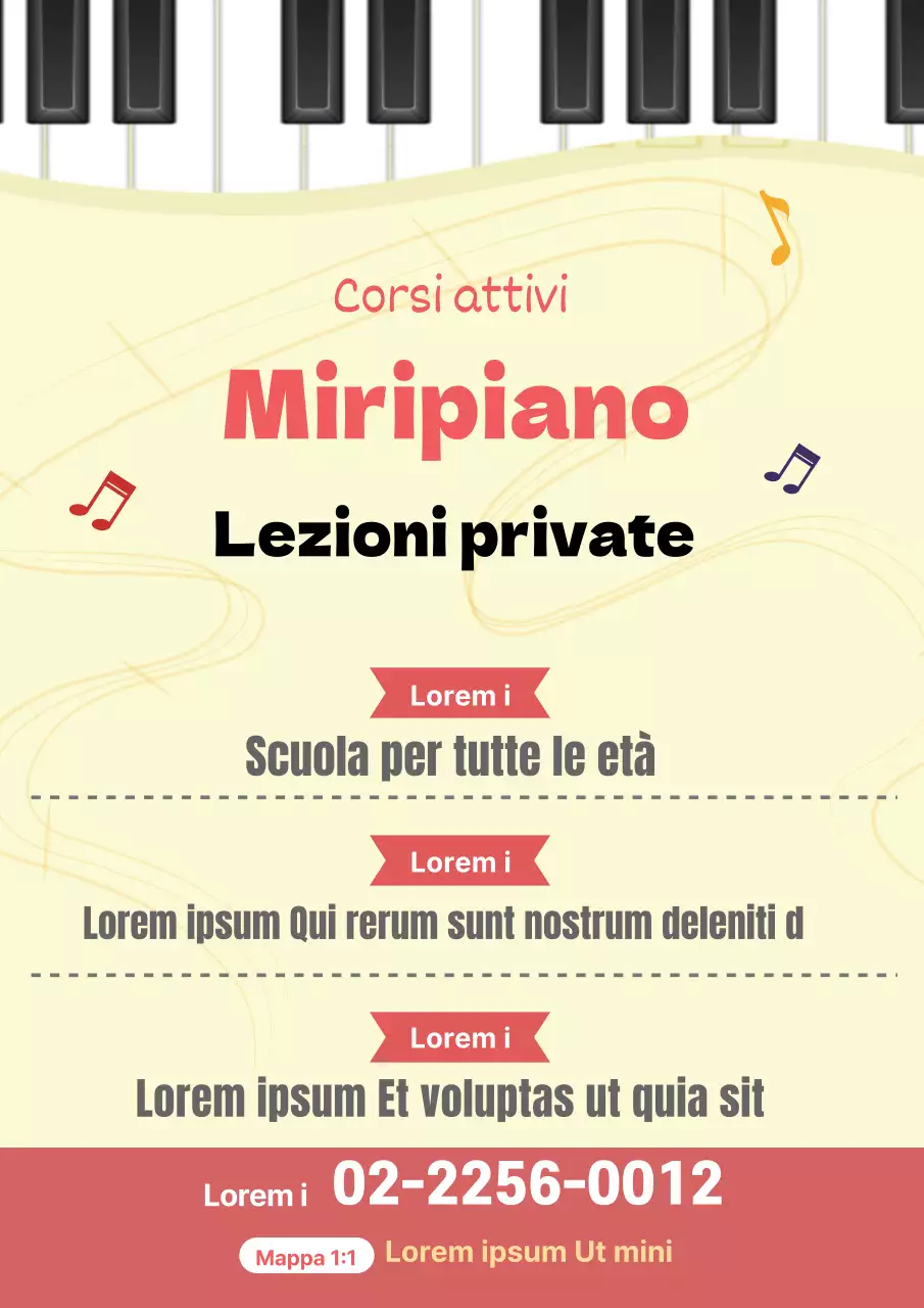 Illustrazione giallo rosa promozione scuola di musica ordinata