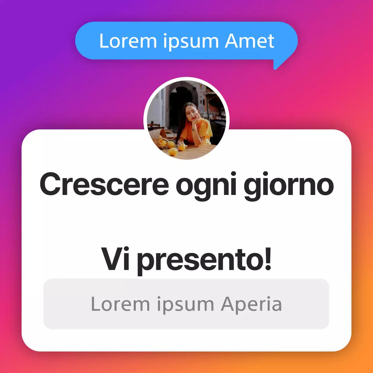 Biografia concettuale inanimata di Instagram in viola e arancione sfumato