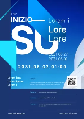 Un elegante volantino blu per una riunione di una startup.