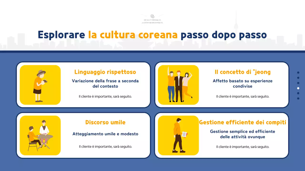 Guida turistica illustrata gialla e blu della Corea del Sud