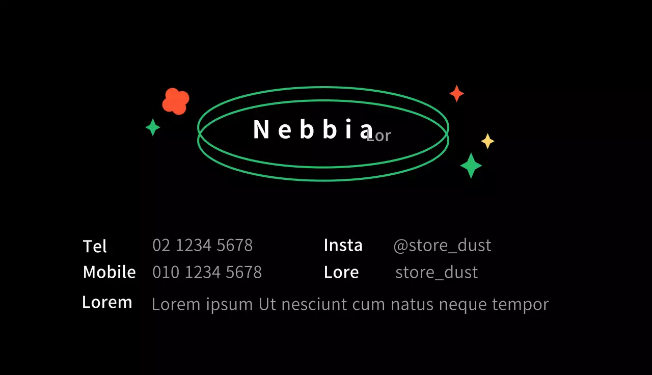 Biglietto da visita del negozio generale nero illustrato e carino