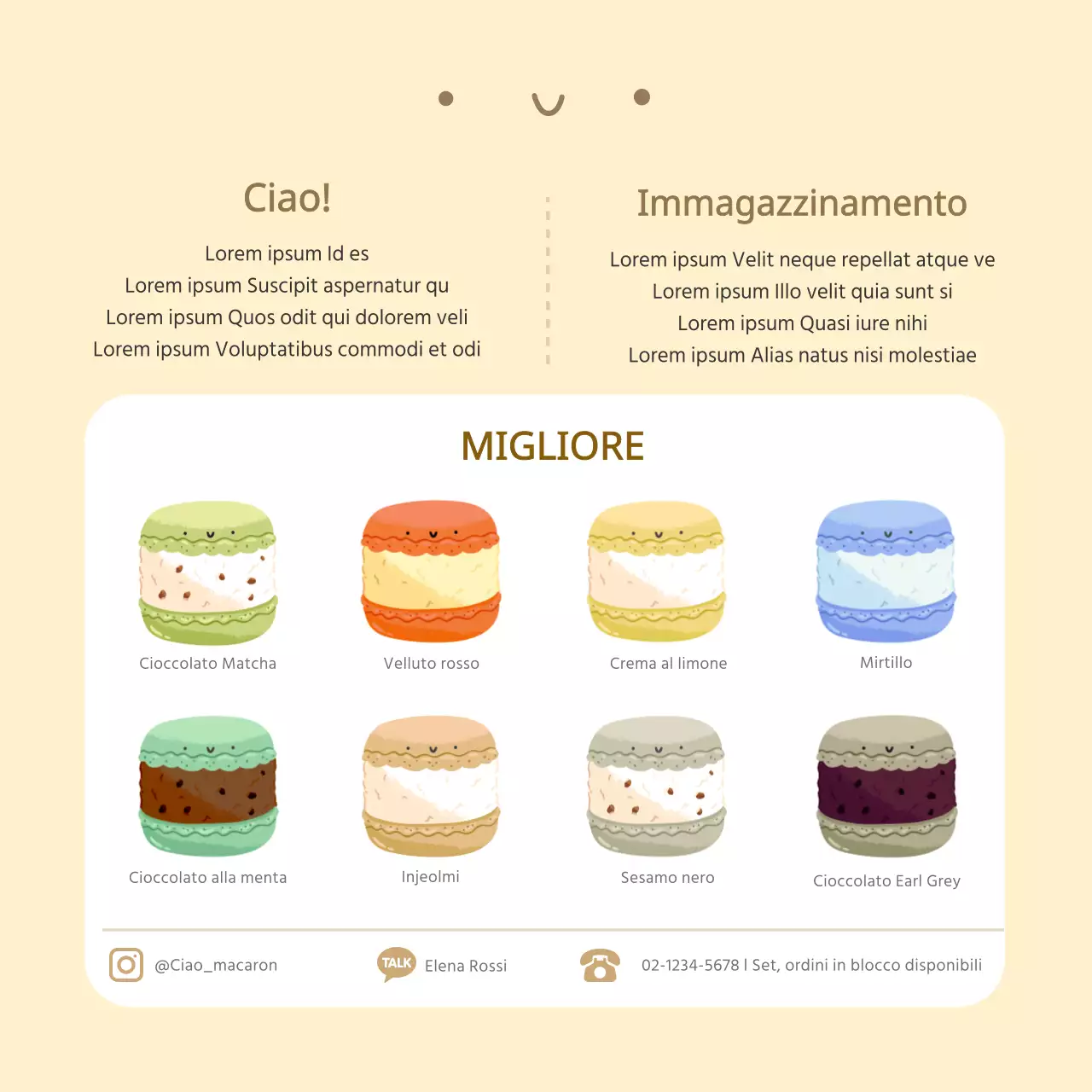 Cartolina promozionale di un caffè dai colori vivaci e dal carattere simpatico