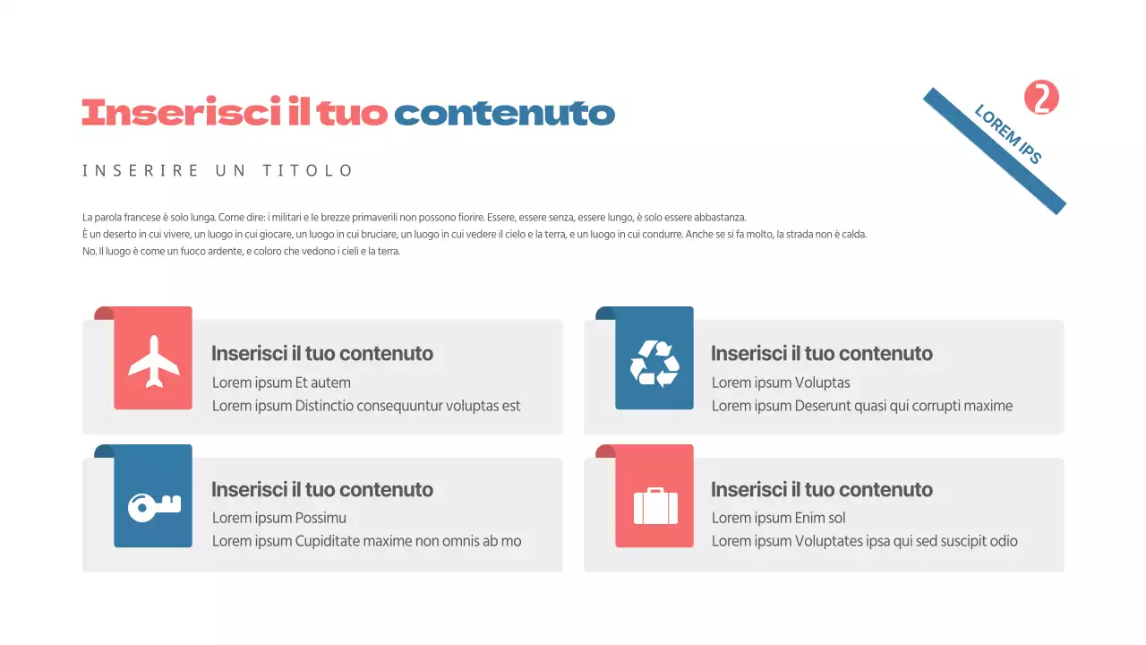 Simpatica agenda concettuale in rosso e blu