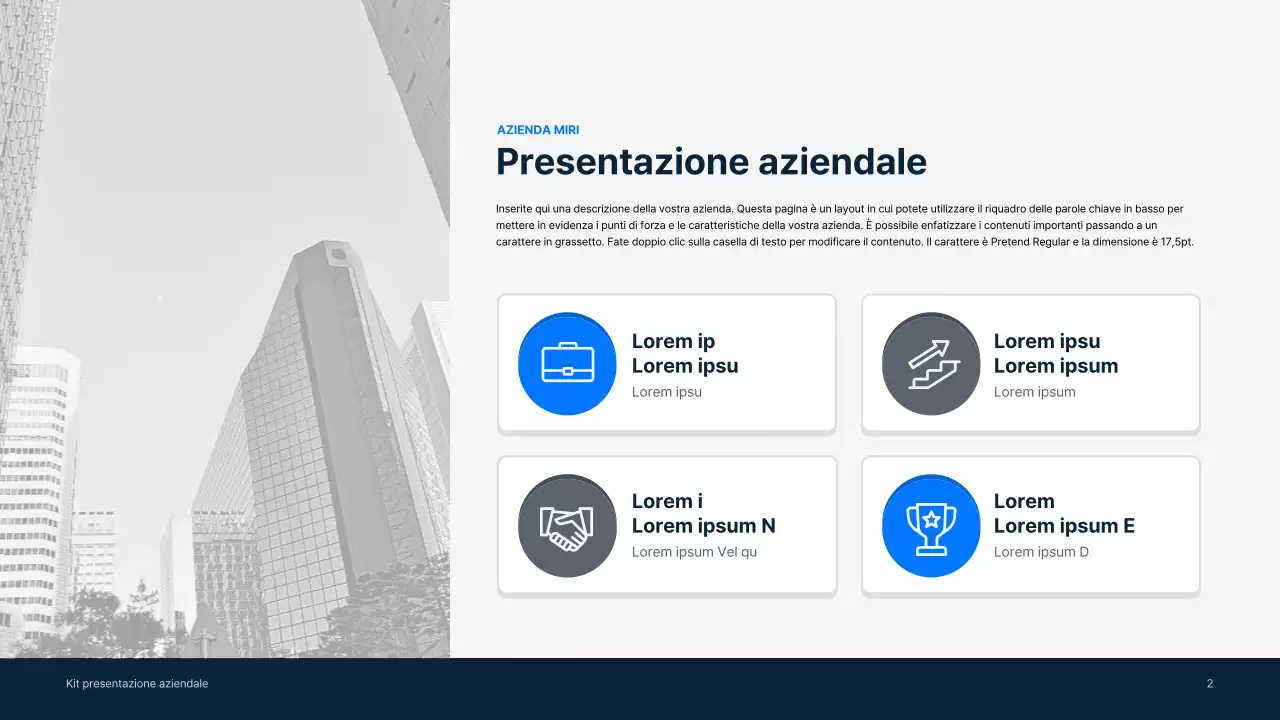 Materiali aziendali semplici in blu e grigio