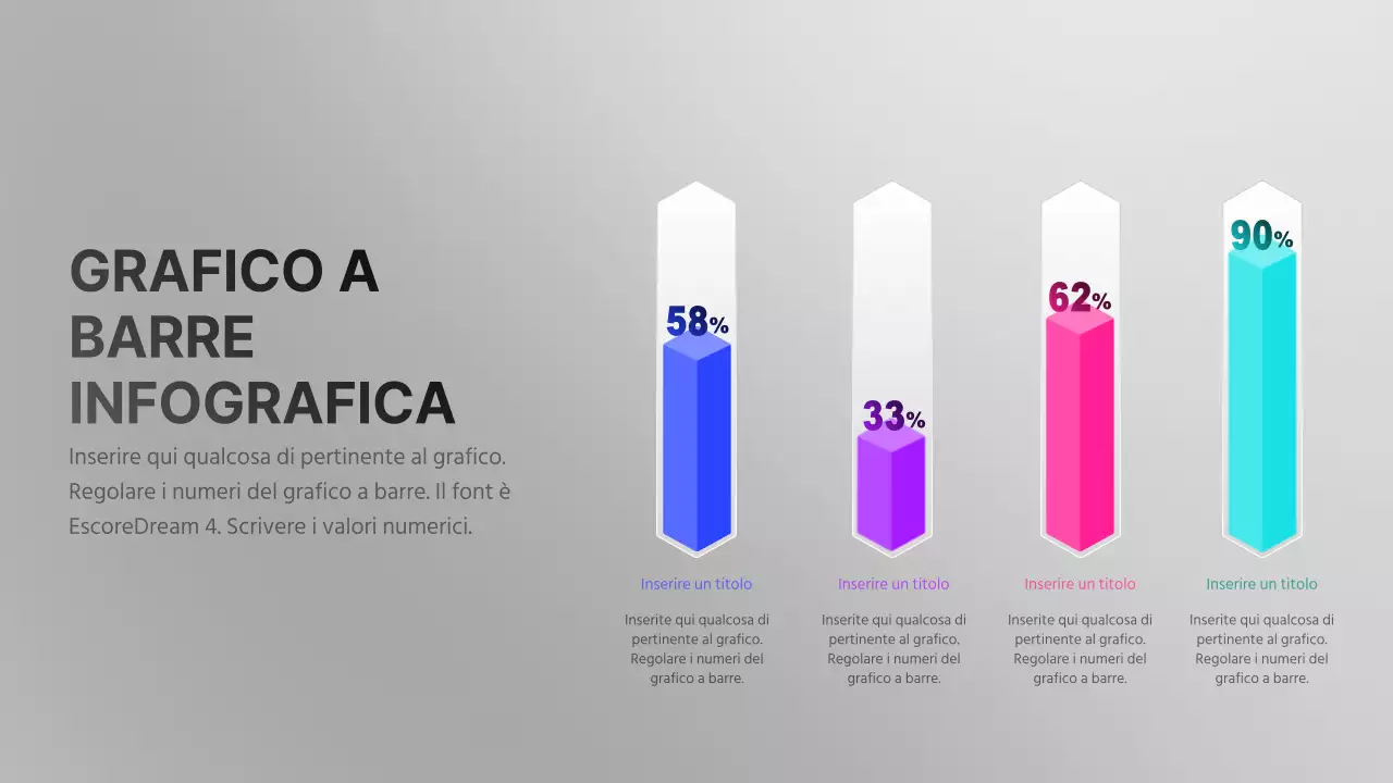 Grafici a barre di forma tridimensionale multicolore