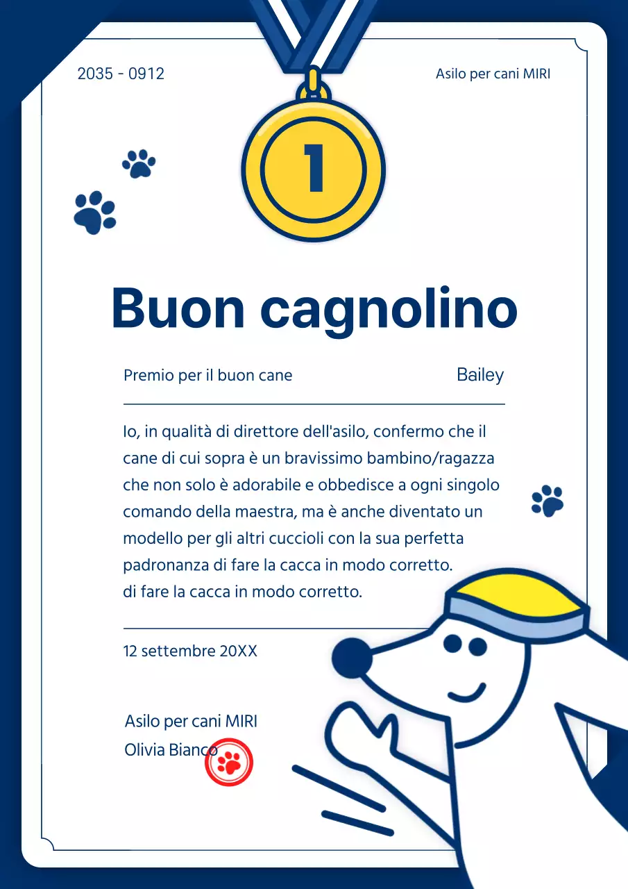 Semplice illustrazione in blu Esemplare di Outreach per la formattazione del documento di premiazione