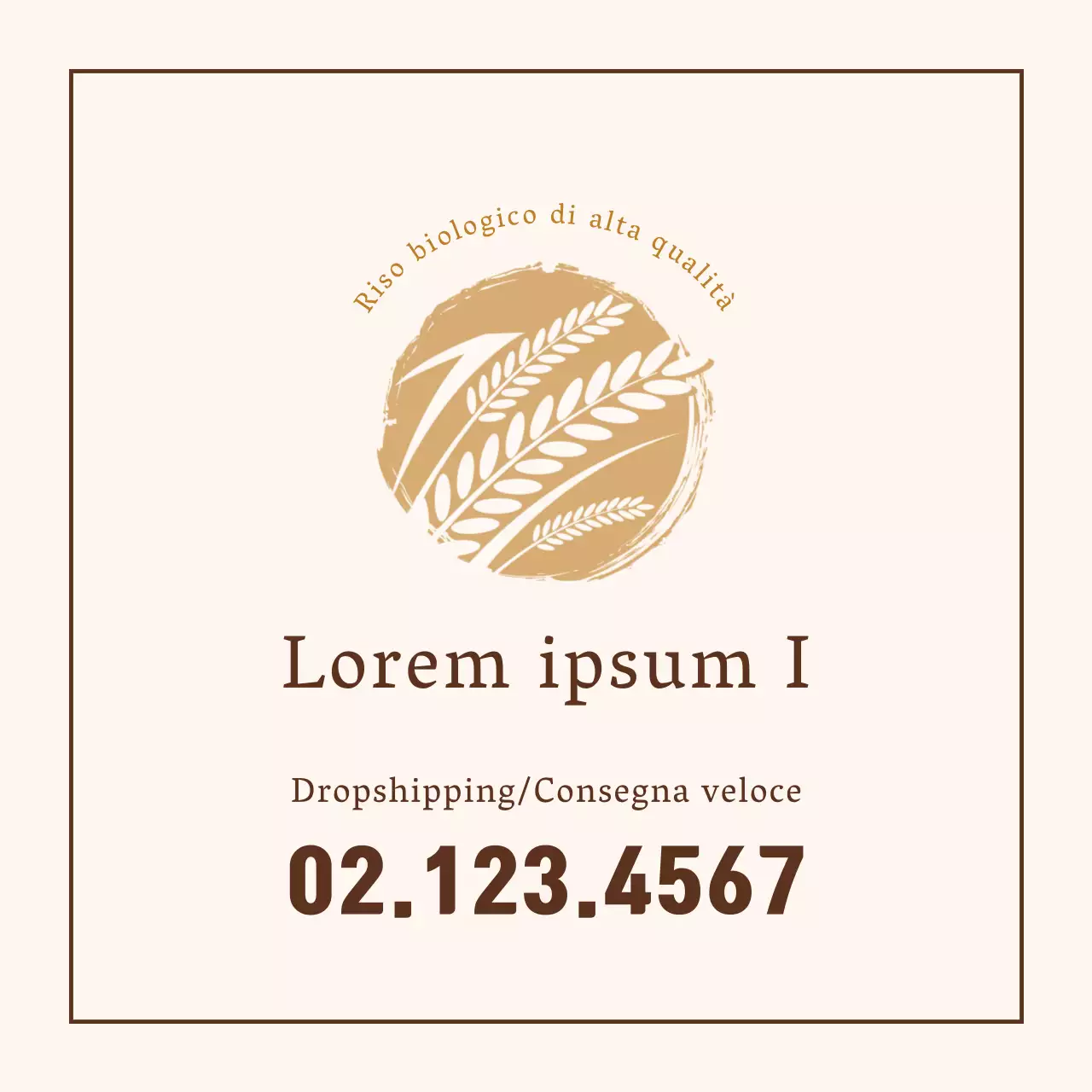 Illustrazione marrone di una fattoria di riso biologico ordinata