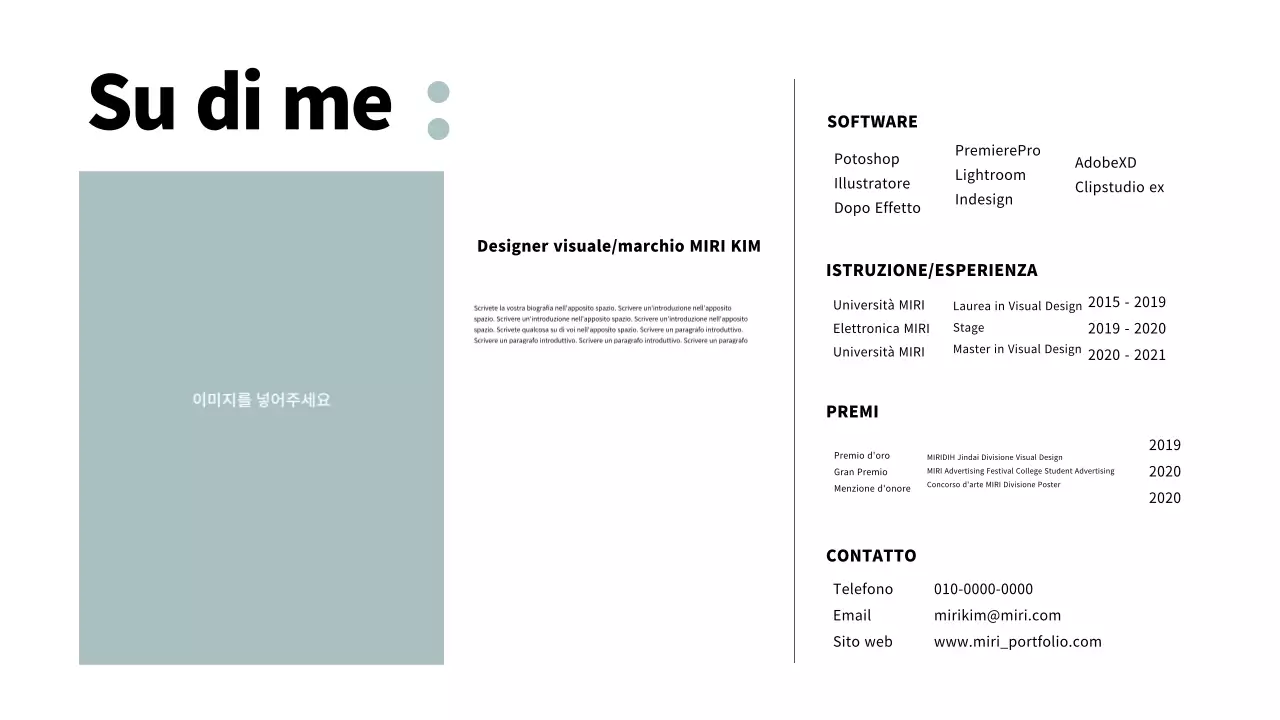 Portafoglio con un layout pulito