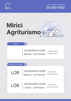 Semplice illustrazione in toni blu per un documento di quotazione di una transazione immobiliare.