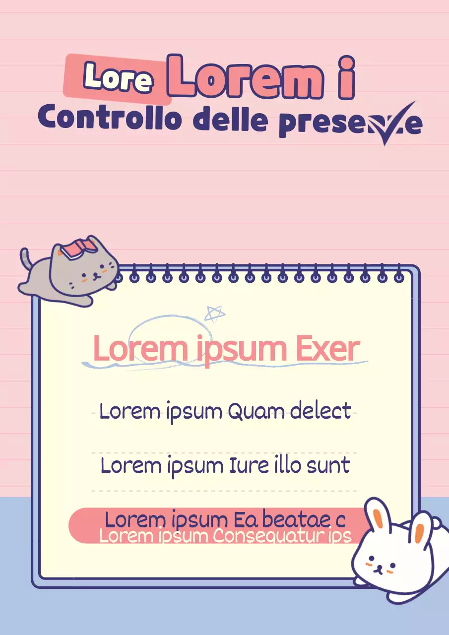 Simpatico concetto di regolamento scolastico con note e personaggi rosa