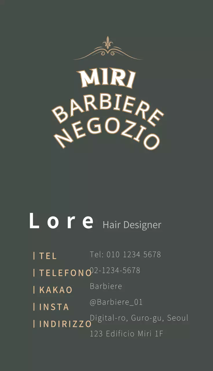 Biglietto da visita vintage verde per barbiere