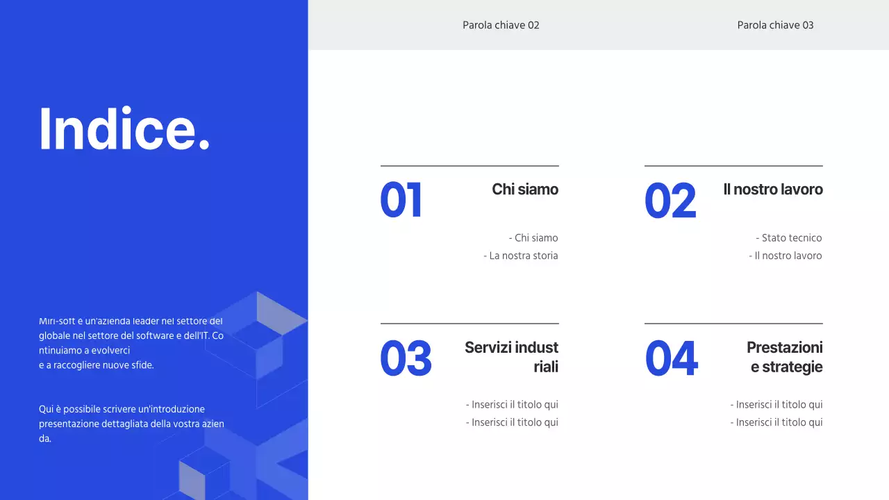 Profilo aziendale dell'azienda IT in blu (presentazione)