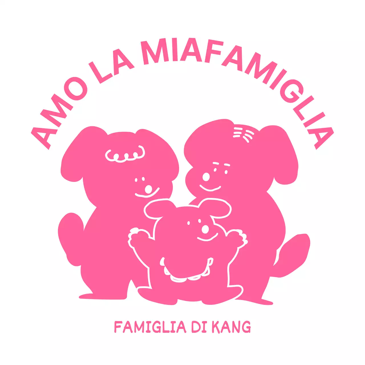 Maglietta rosa con gruppo famigliare