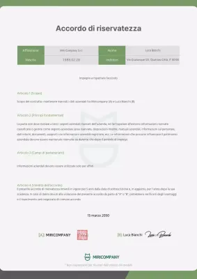 Un impegno di riservatezza pulito e verde lime