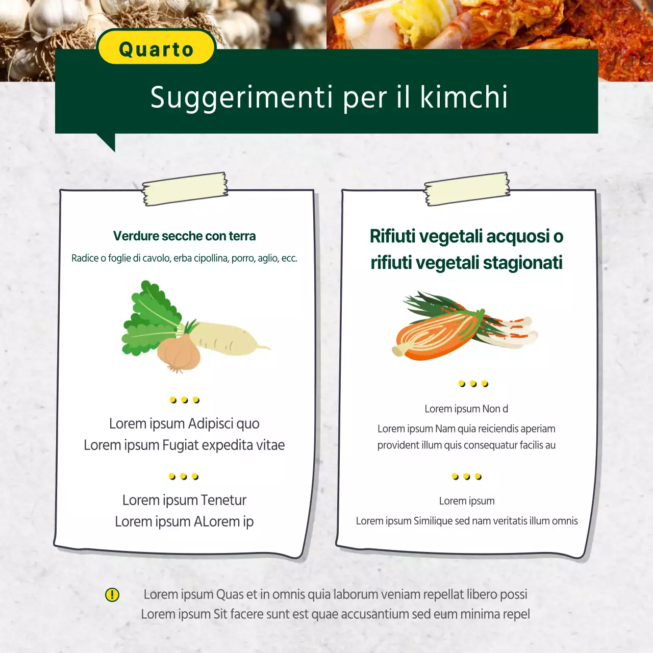 Consigli per lo spreco alimentare illustrati in giallo e verde