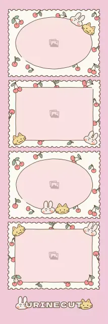 Cornice fotografica a quattro angoli con simpatiche illustrazioni in rosa