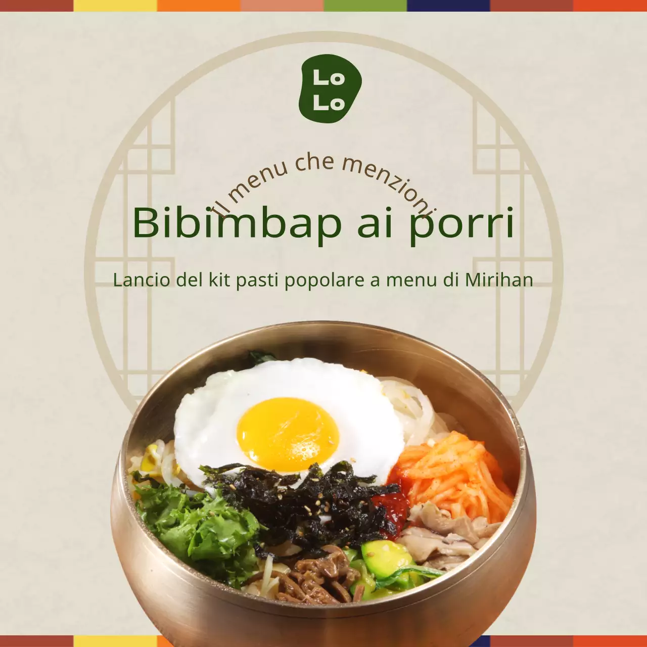 Promozione del lancio di un nuovo menu nei toni del beige e del verde