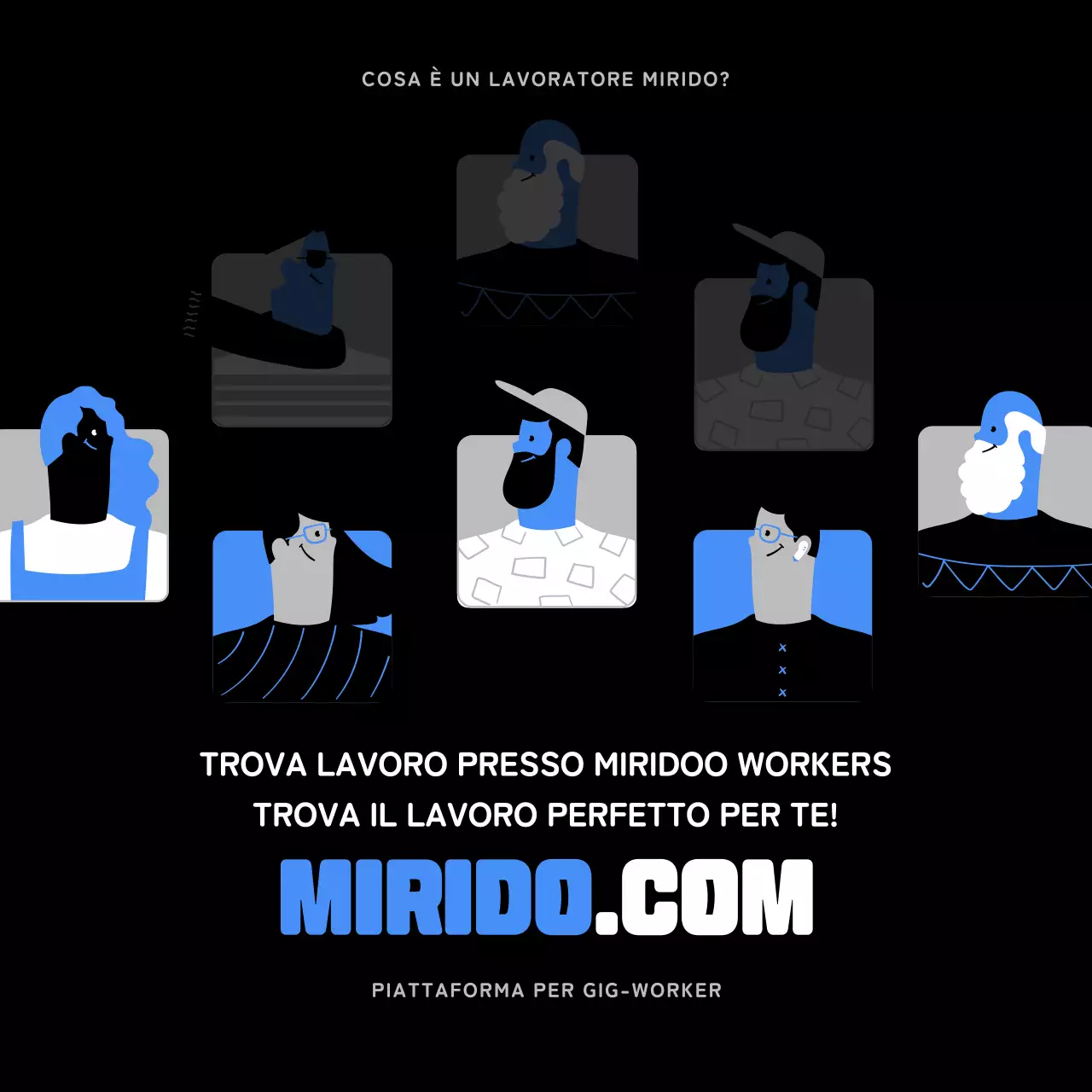 Illustrazione di persone blu e nere Introduzione ai lavoratori in nero