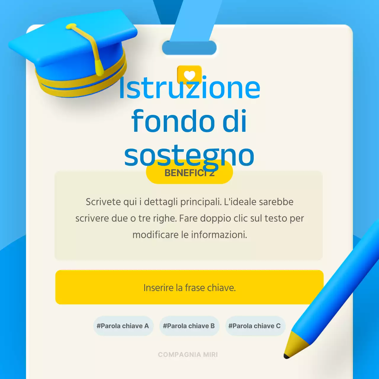 Concetto stereoscopico 3D in blu e giallo per introdurre il benessere in azienda
