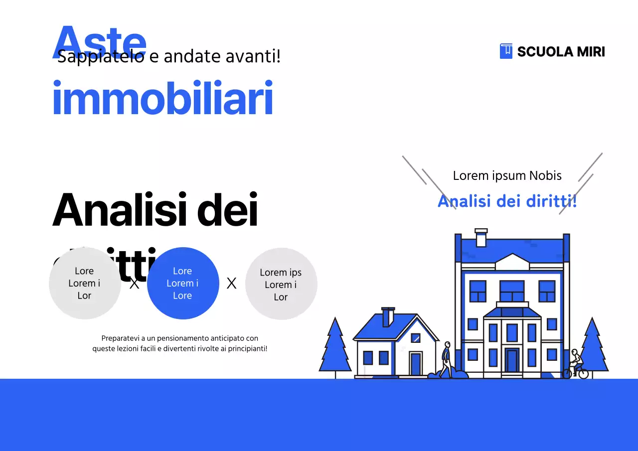 Illustrazione immobiliare poster orizzontale in blu