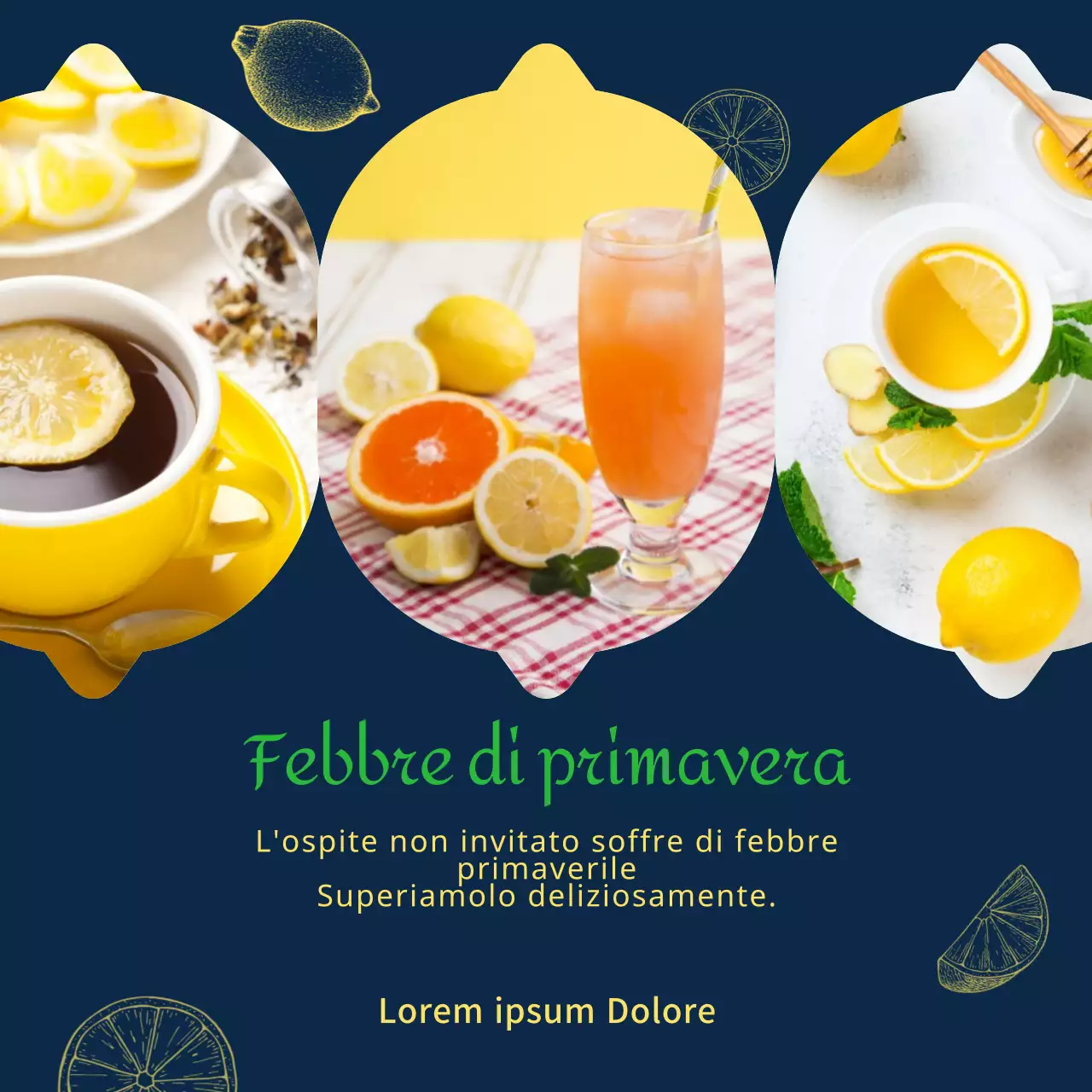 Immagine del tè al limone in blu navy e giallo Consigli per superare la febbre primaverile