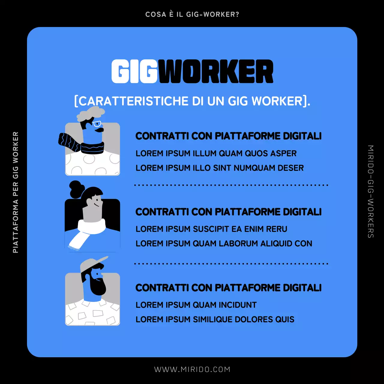 Illustrazione di persone blu e nere Introduzione ai lavoratori in nero