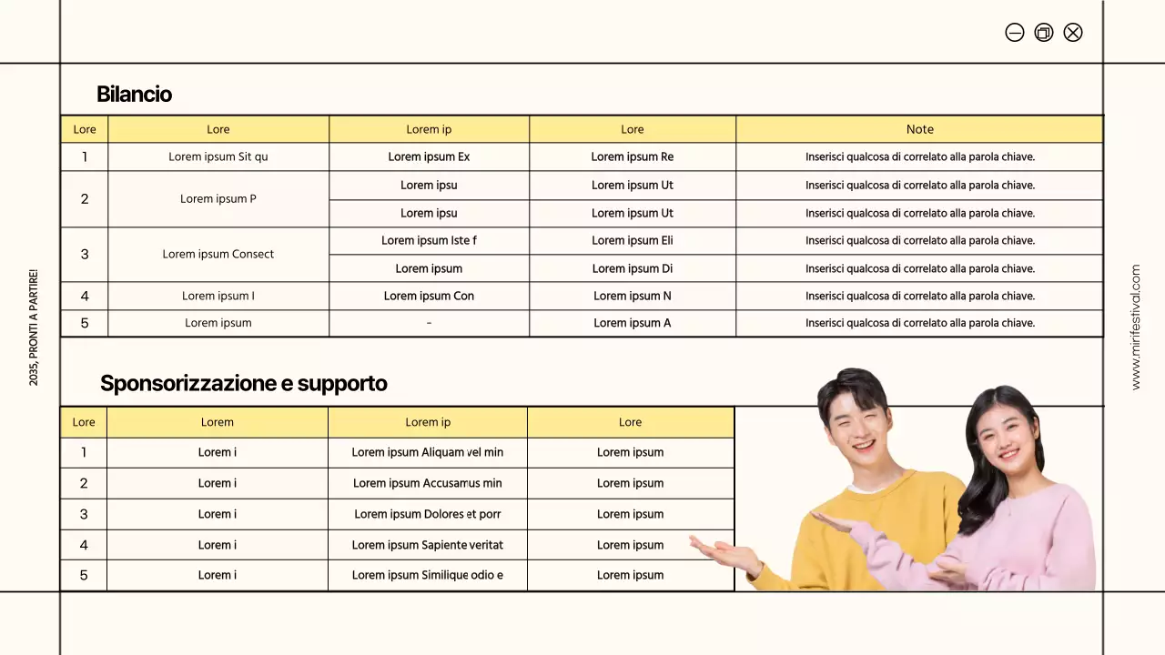 Le cornici avorio e giallo evidenziano la proposta del festival universitario