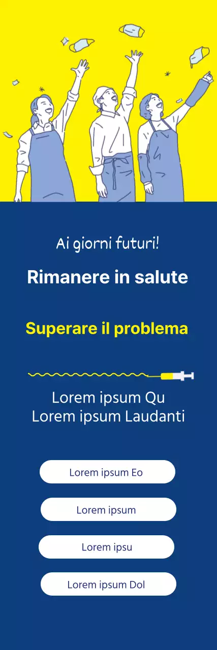 illustrazione giallo blu navy vaccino pulito contro il coronavirus