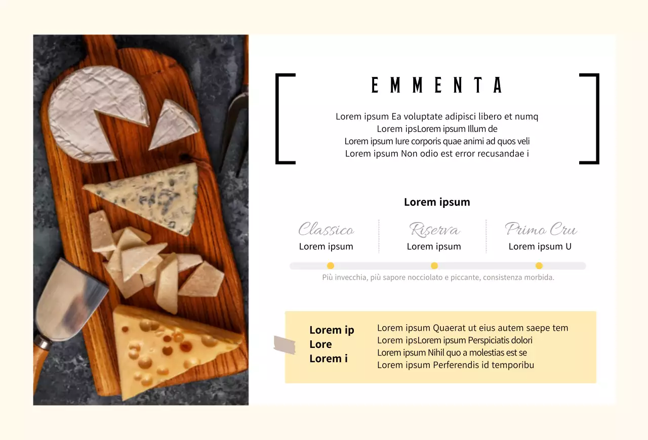 Cartolina con marchio del formaggio e semplice sfondo pastello