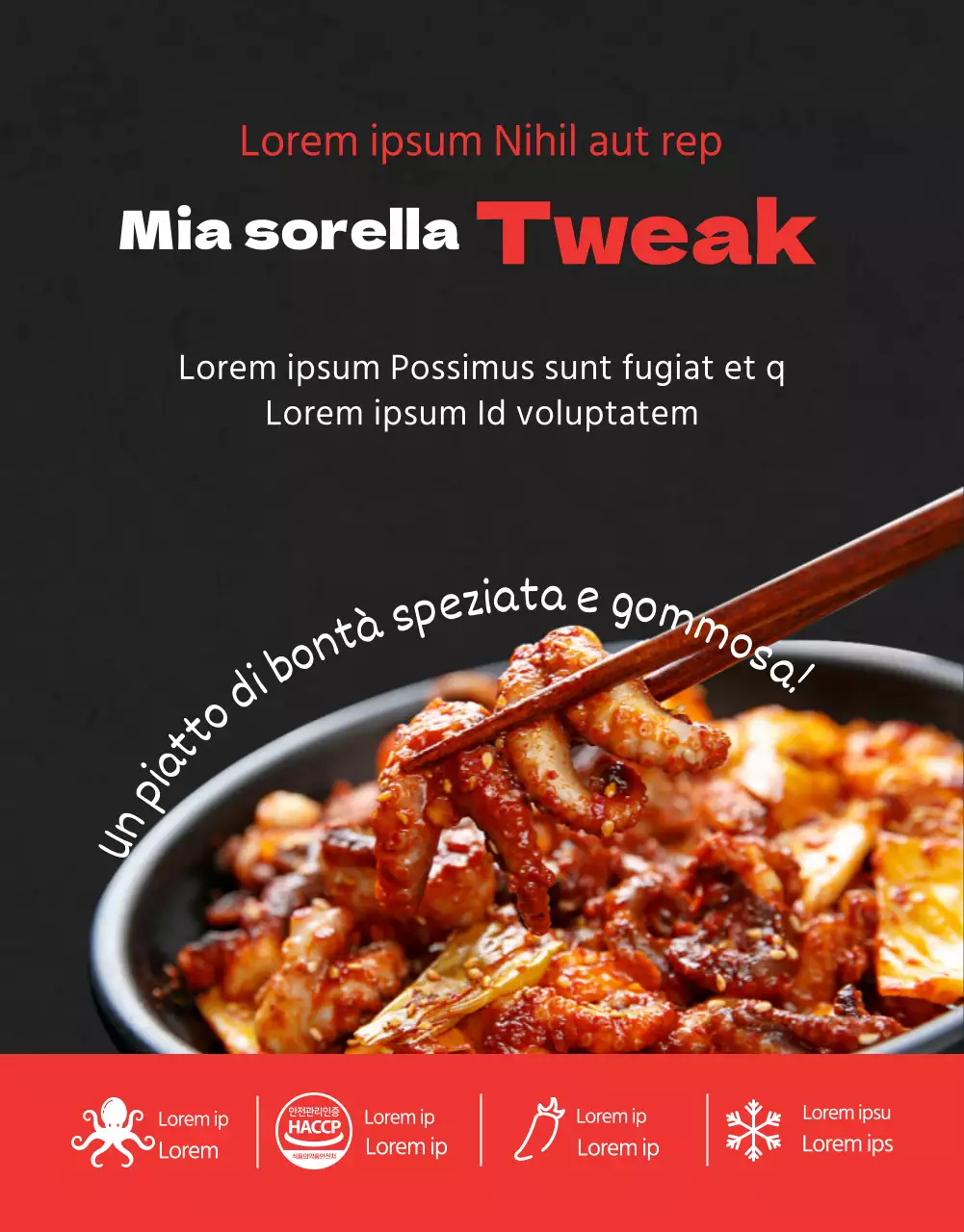 Una semplice rassegna di surgelati in nero e rossoPromozione di eventi