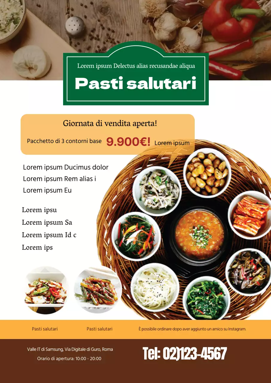 La foto verde evidenzia il menu tradizionale del ristorante coreano