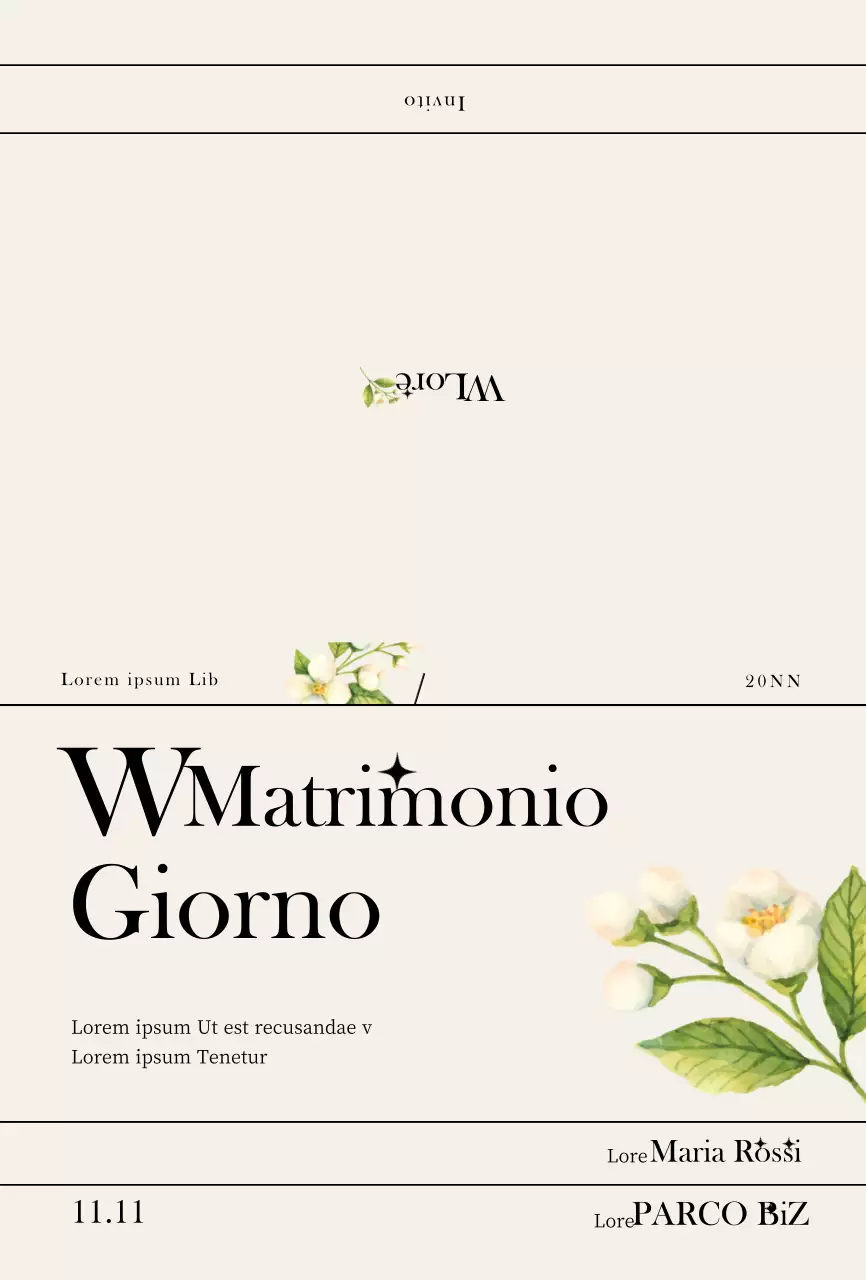 Invito di nozze con concetto di illustrazione floreale ad acquerello con linee