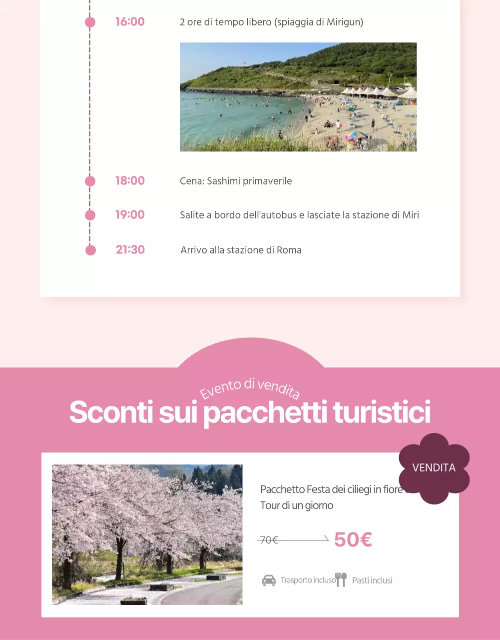 Promozione dei tour della fioritura dei ciliegi con un tocco di rosa