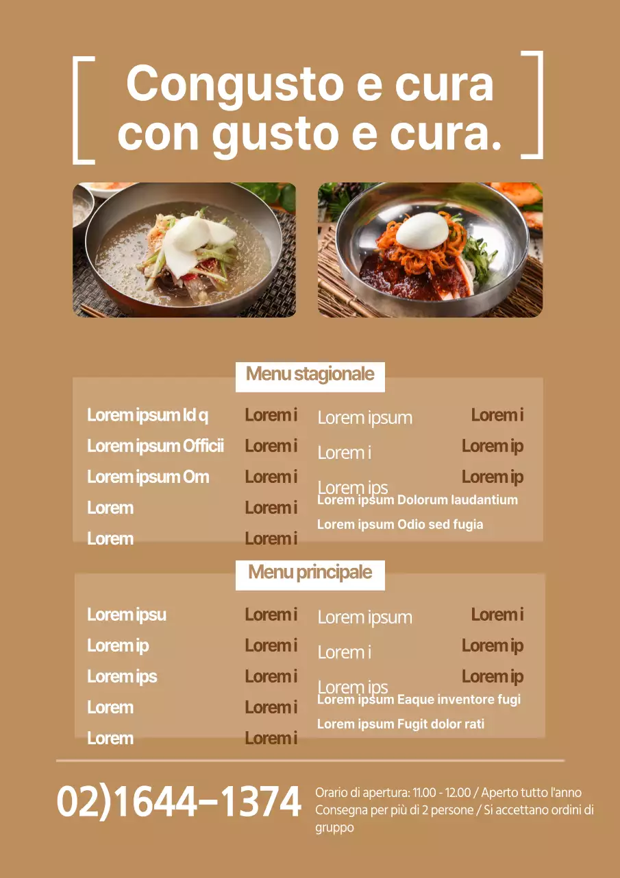 Menu dei pasti