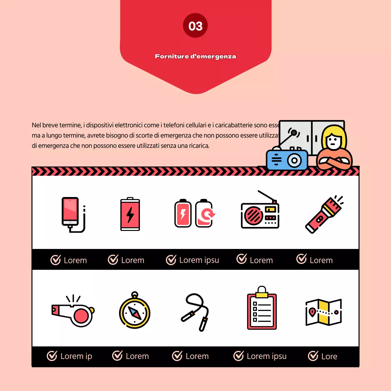 Evidenziare le illustrazioni in giallo Creare la borsa di sopravvivenza della mia famiglia