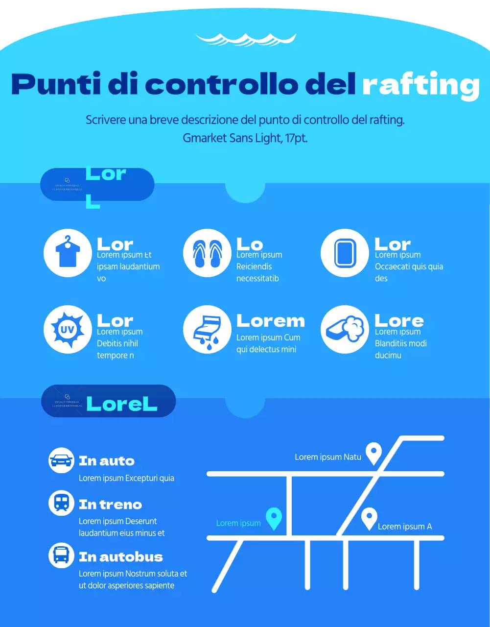 Rafting fresco e pulito in azzurro e bianco