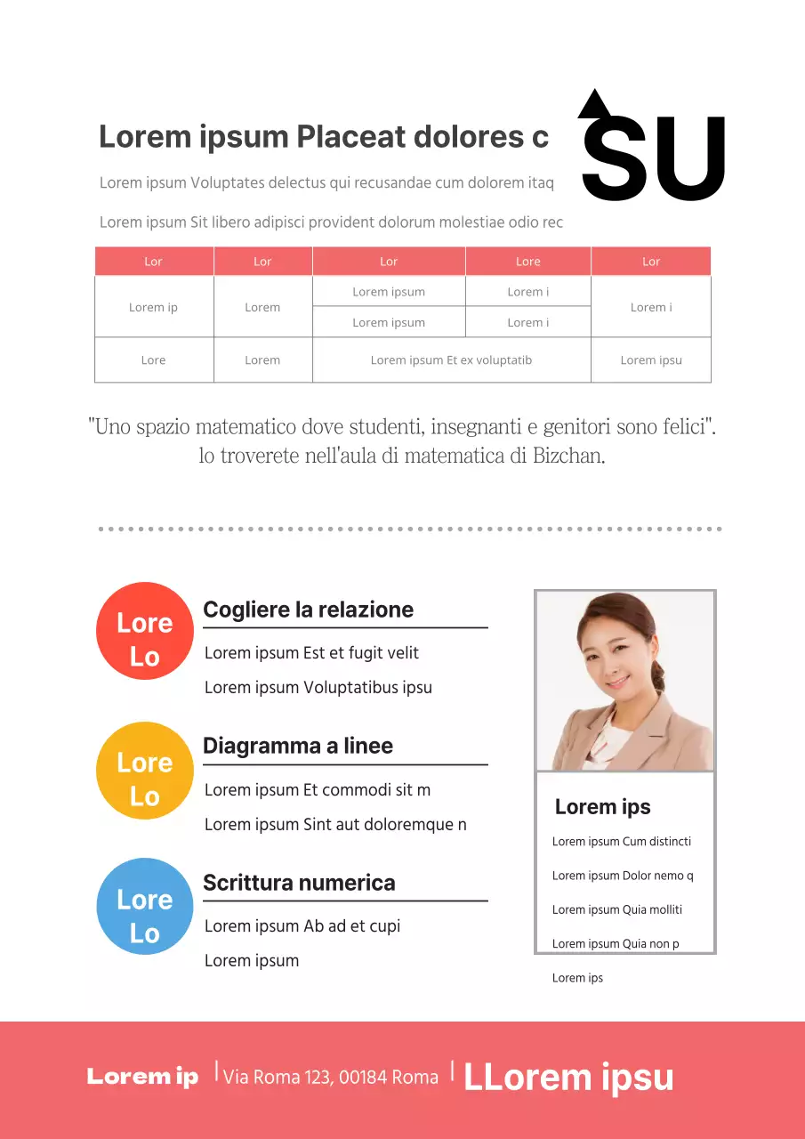 Promozione scolastica ordinata per la matematica con istruzioni passo-passo in rosso
