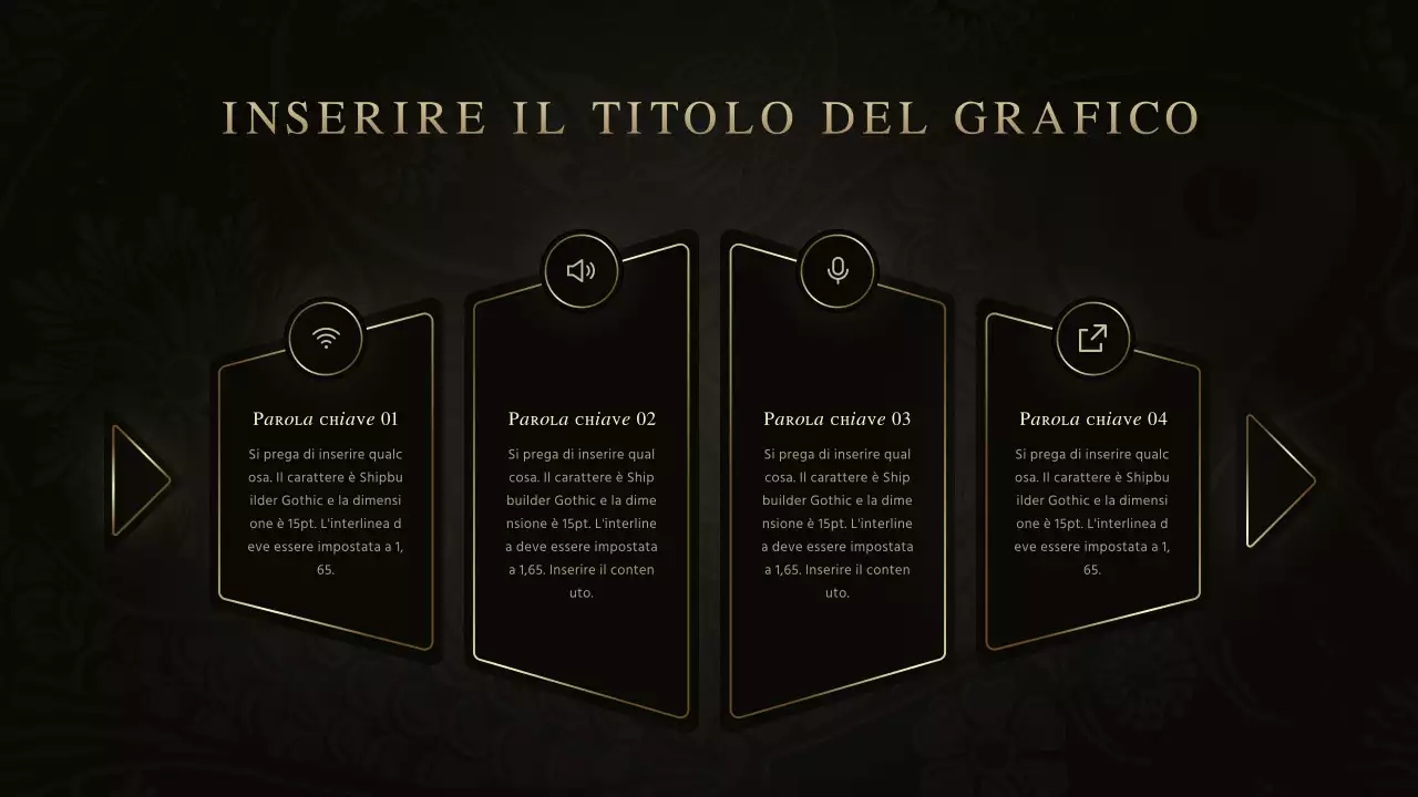 Grafico a lisca di pesce Gourmet Jean Concept in nero e oro