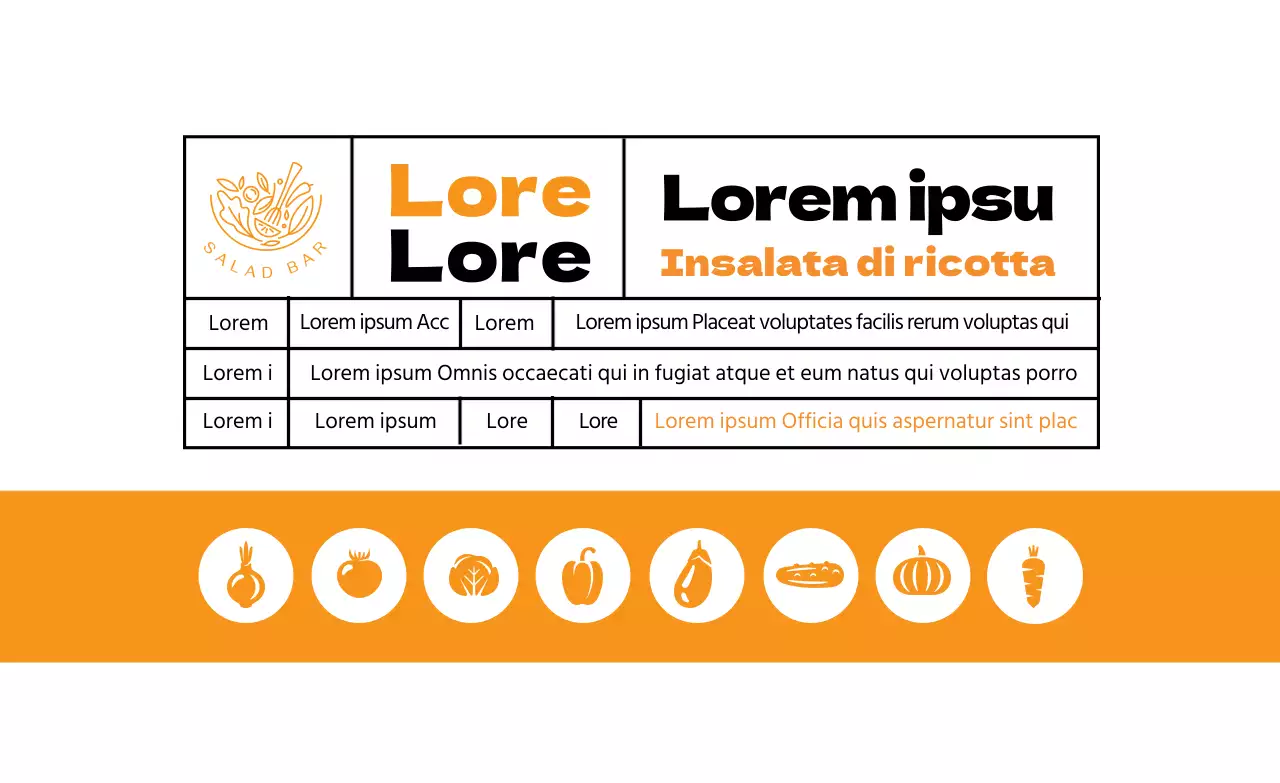 Etichette illustrate arancioni per l'insalata