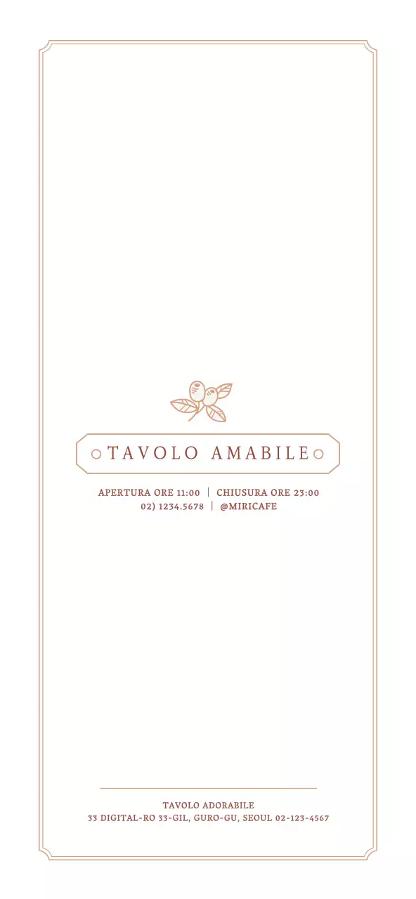 Guida al menu del bar in stile semplice bianco e marrone chiaro