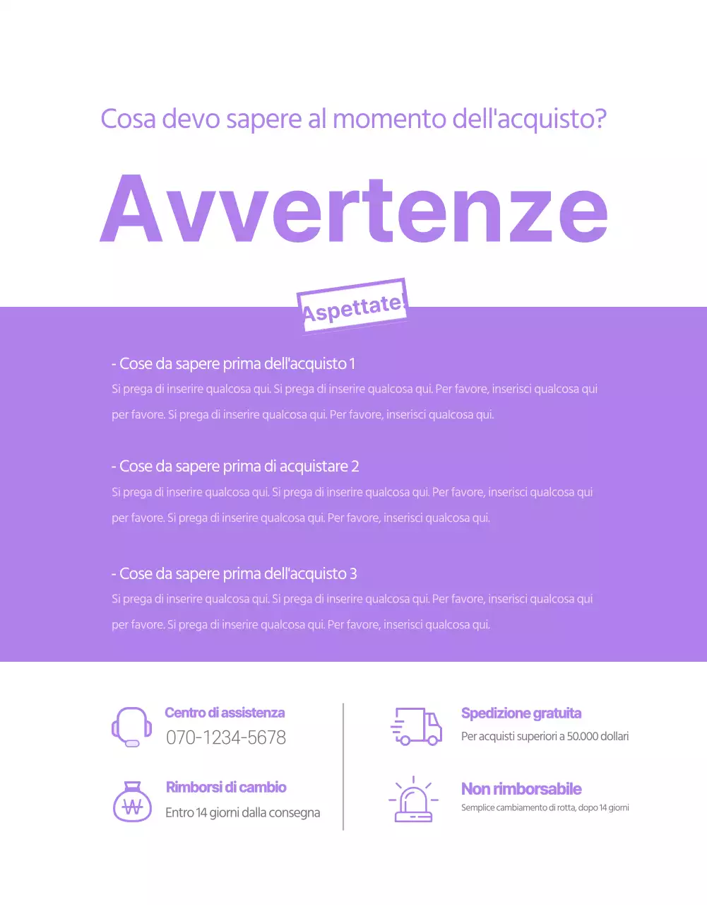 Layout di base per la vendita di prodotti