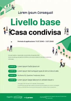 Poster web della casa condivisa per chi cerca lavoro con concetto di illustrazione verde