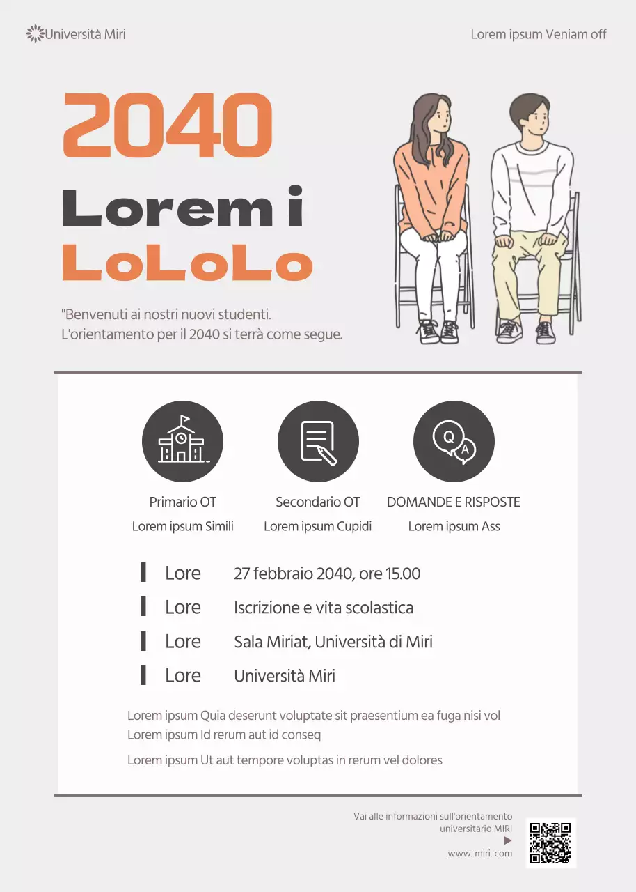 Un semplice cartello di orientamento universitario in tonalità grigia