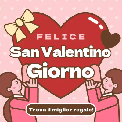 San Valentino con simpatiche illustrazioni e cuori rosa