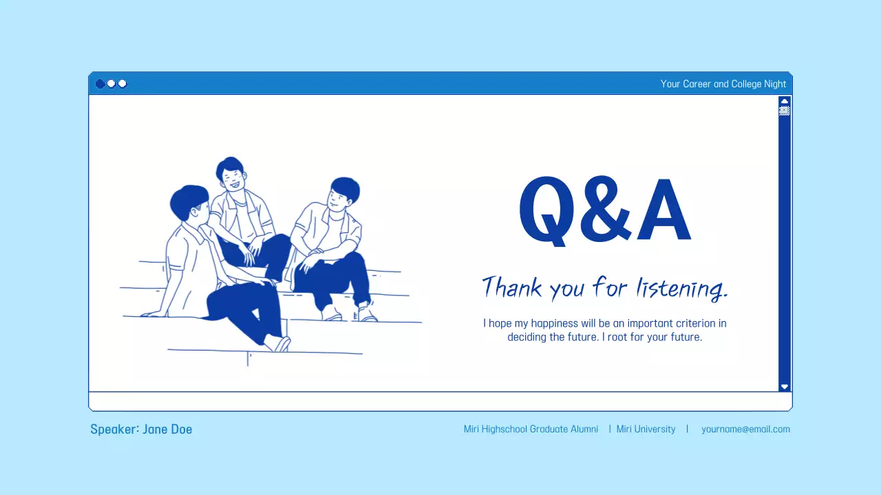 University presentations in a blue browser theme