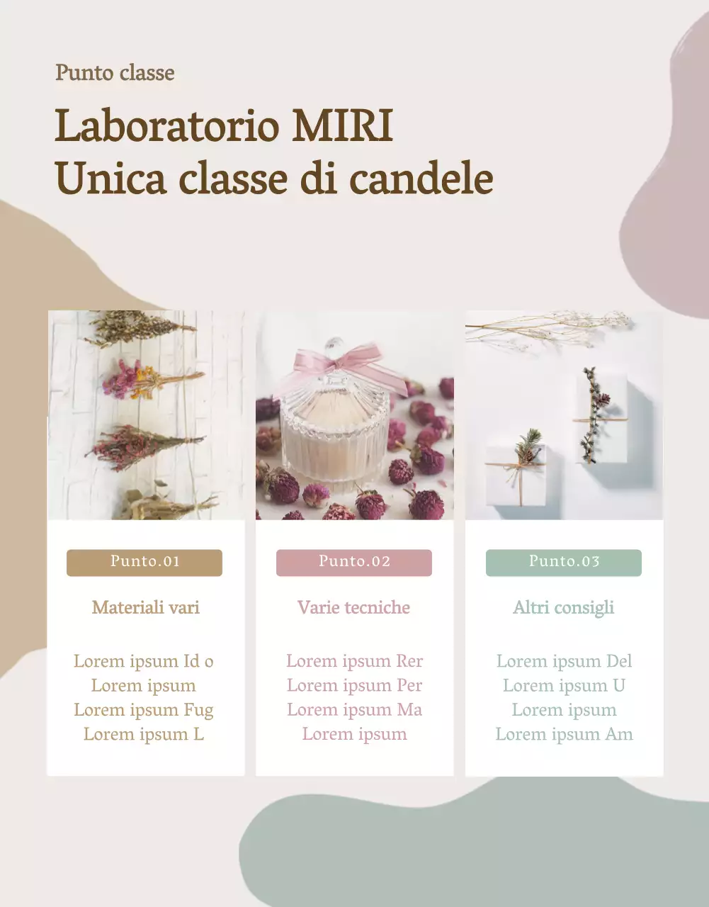 Candele di lusso in beige e marrone per promuovere un corso online