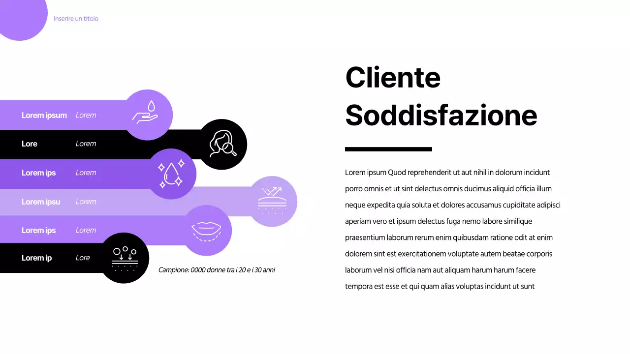 Un'infografica sull'agenda cosmetica viola e allegra