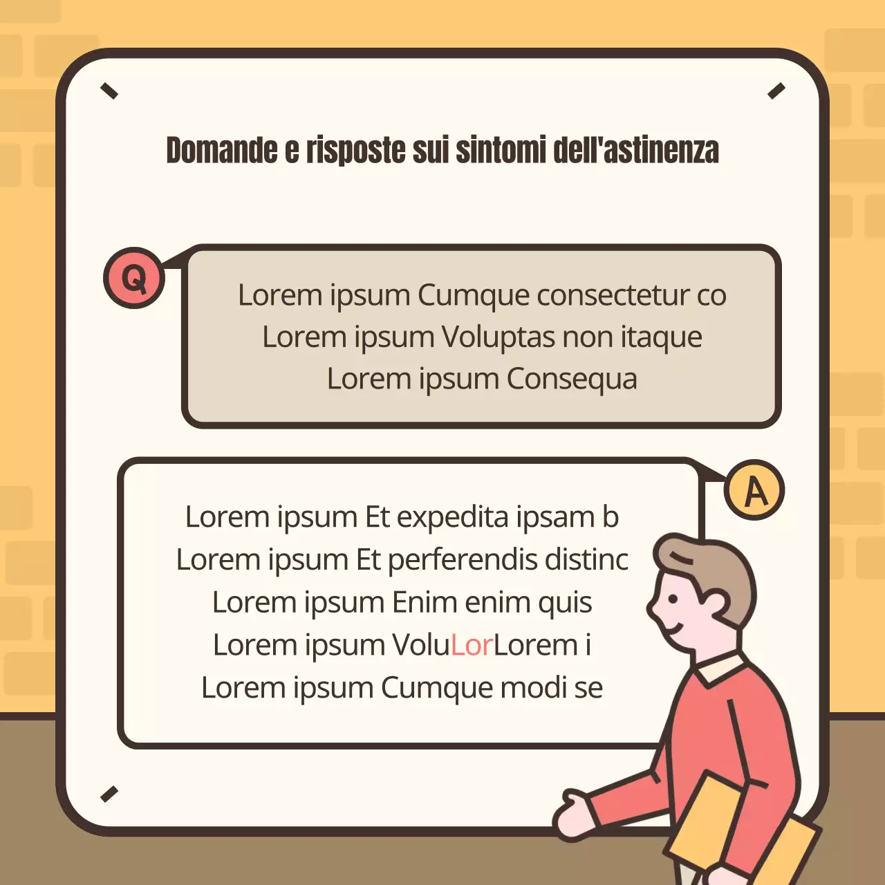 Simpatica illustrazione gialla e marrone dei sintomi dell'astinenza da fumo